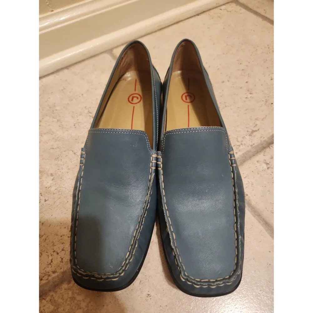 Rockport Women's Teal Blue Leather Loafers Size 9.5